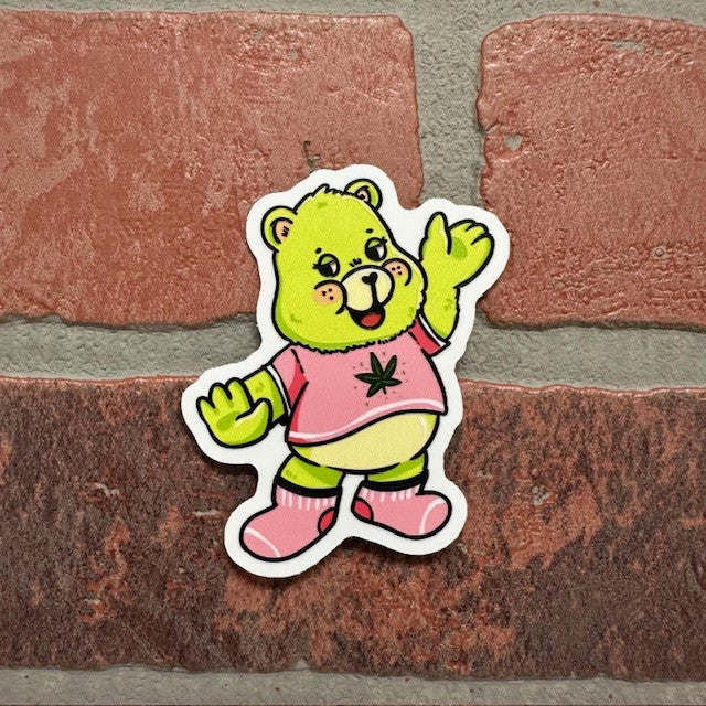 Sticker - Canna Bear Textured-hotRAGS.com