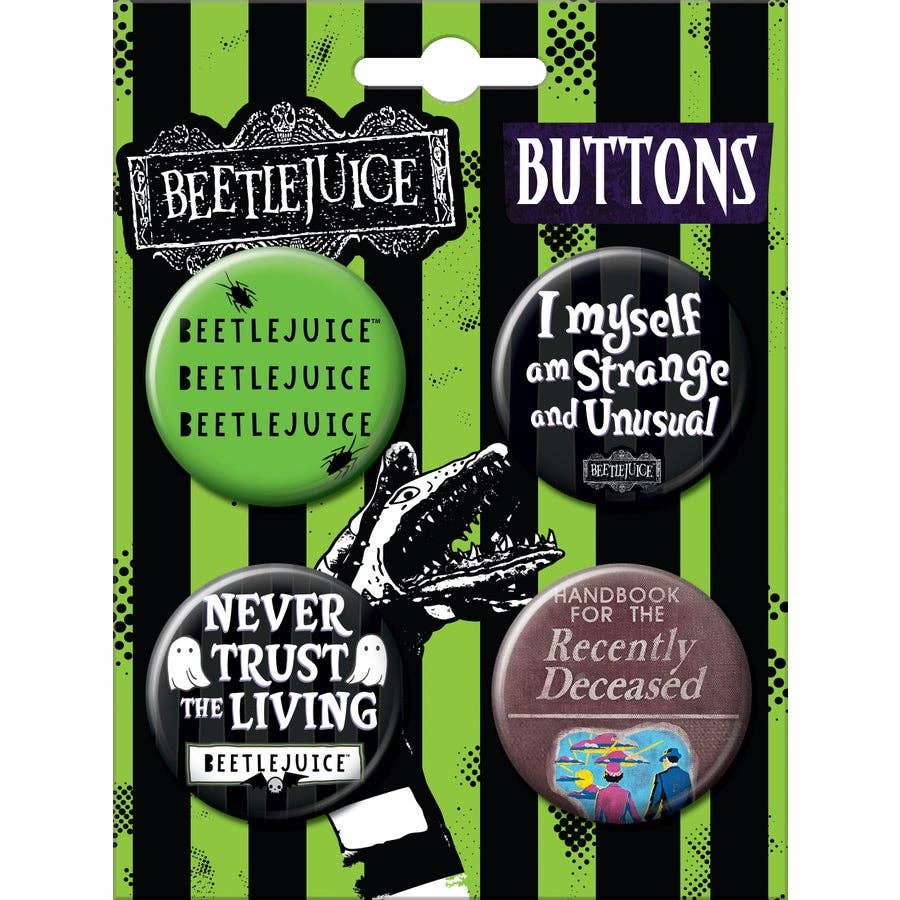 Button Set - Beetlejuice - Never Trust The Living-hotRAGS.com