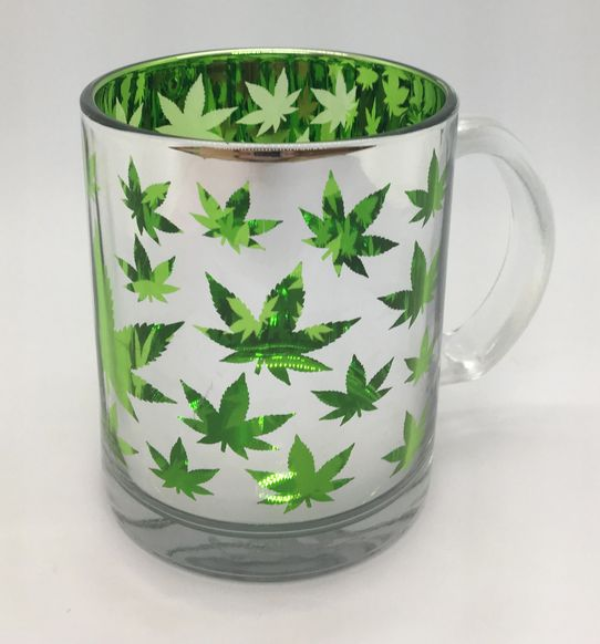 Mug - Silver Green Leaves-hotRAGS.com