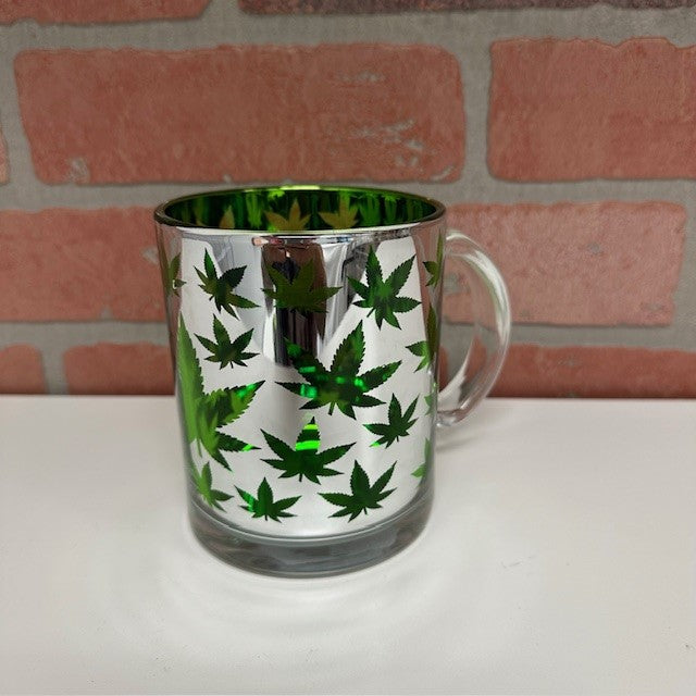 Mug - Silver Green Leaves-hotRAGS.com