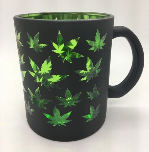 Mug - Black Green Leaves-hotRAGS.com