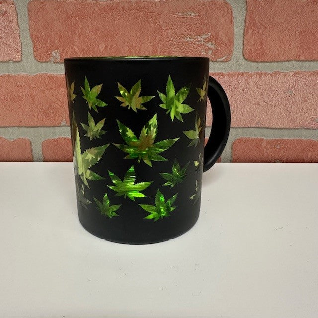 Mug - Black Green Leaves-hotRAGS.com