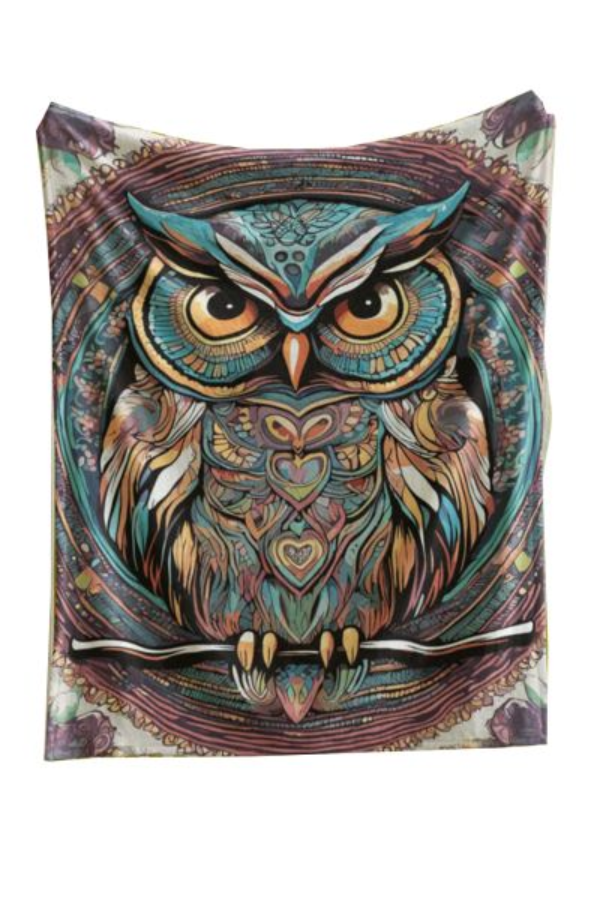 Blanket - Fleece Owl - 60 x 80-hotRAGS.com