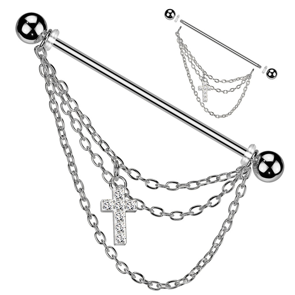 Barbell - Industrial Cross - Silver-hotRAGS.com