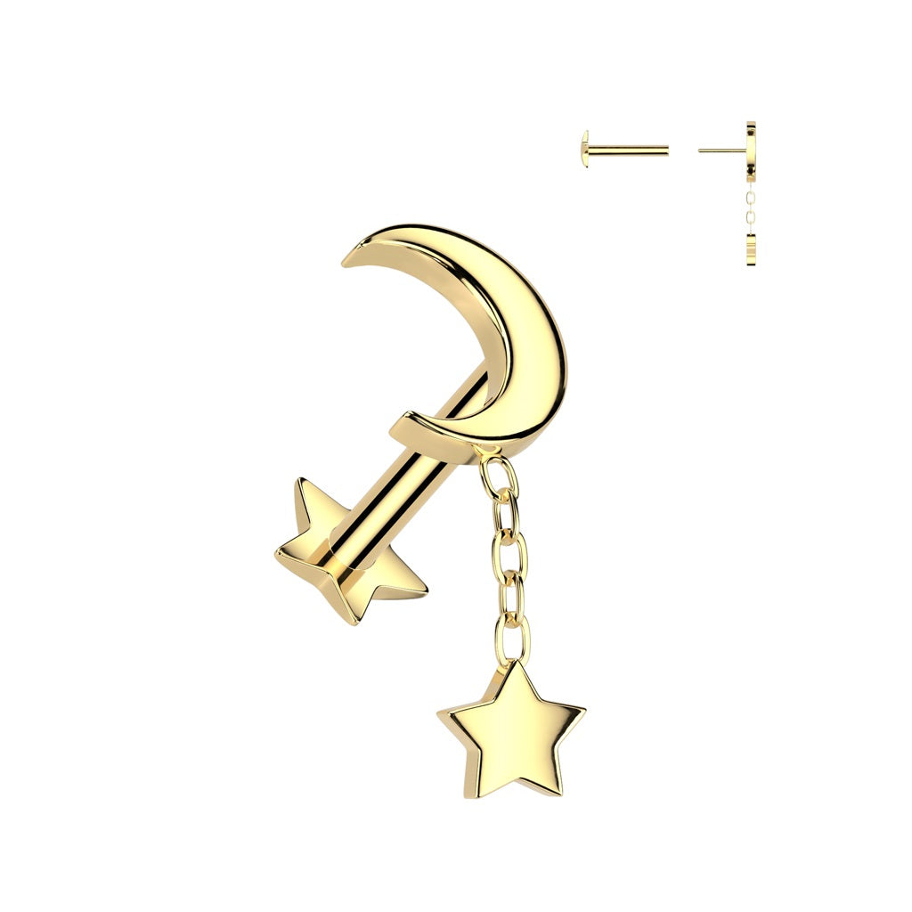 Cartilage - Moon Sun - 16g - Gold-hotRAGS.com