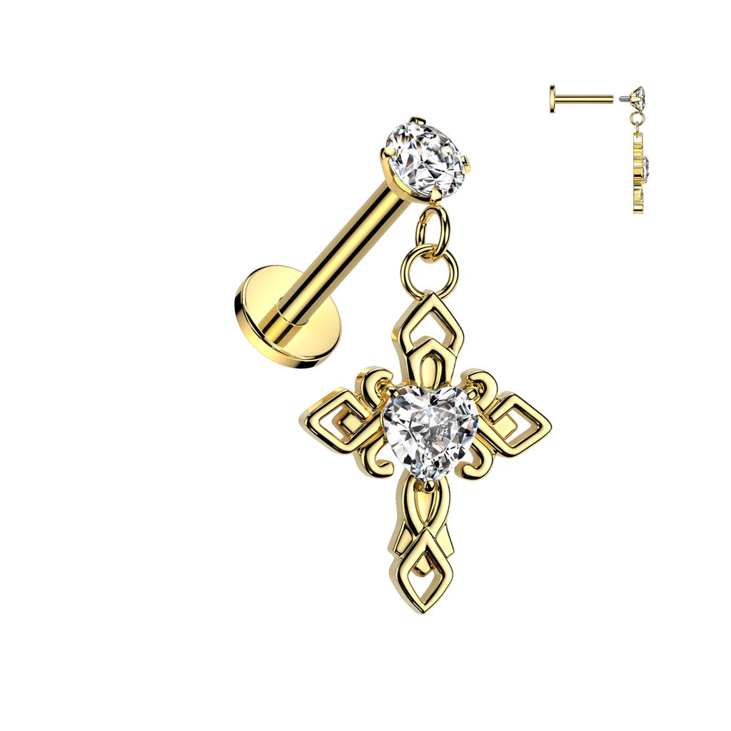 Cartilage - Cross - 16g - Gold-hotRAGS.com