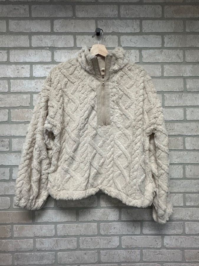 Sweater - Zip Neck Plush - Cream-hotRAGS.com