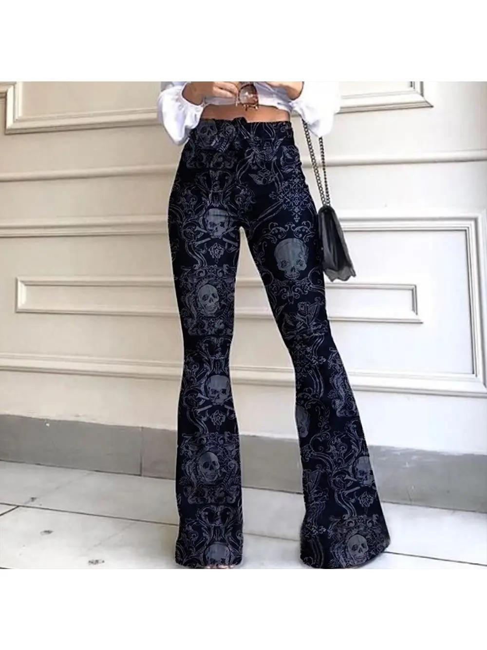 schlussel lace up flare pants 00s y2k 平成 Pant Skull Lace Up Flared