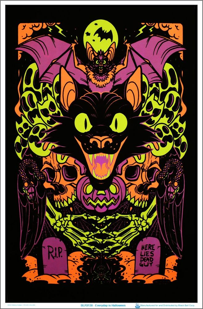 Poster - Blacklight Cat-hotRAGS.com