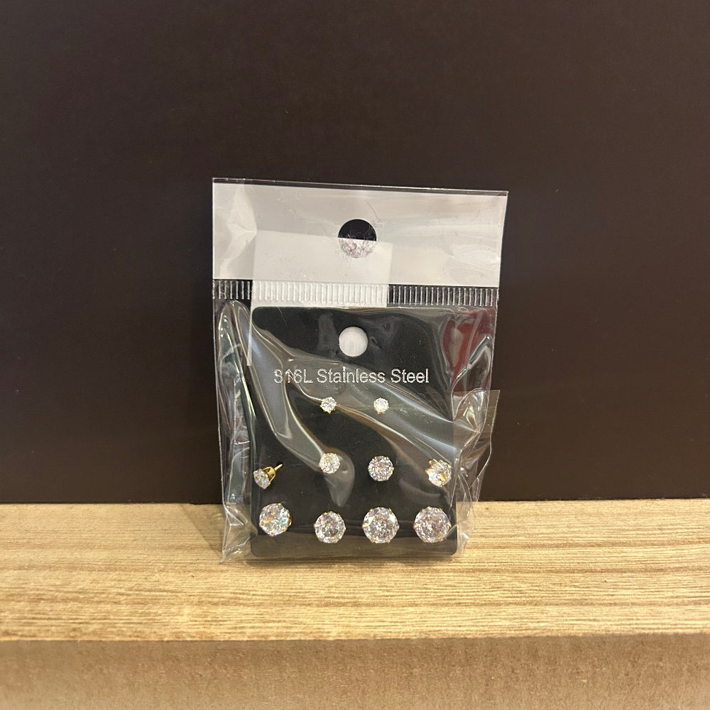 Earrings - Cubic Zirconia Stud - 5pc-hotRAGS.com
