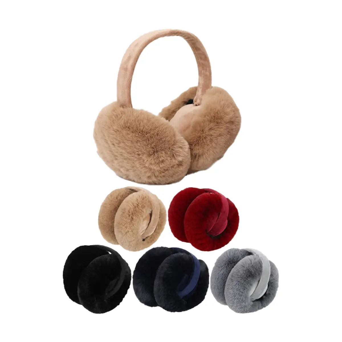 Earmuffs - Faux Fur Foldable - Khaki-hotRAGS.com