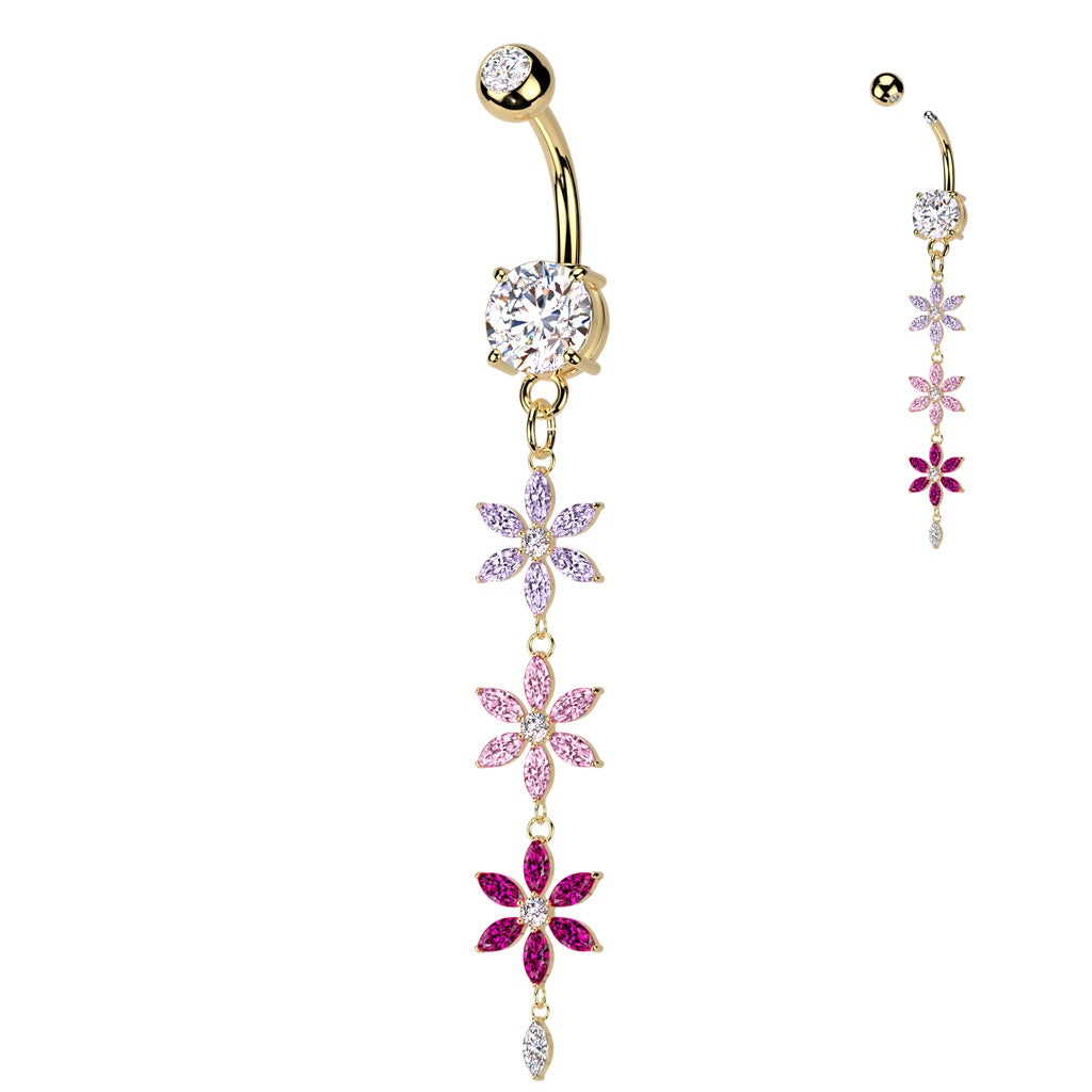 Belly Ring - Multi Flower - Gold-hotRAGS.com
