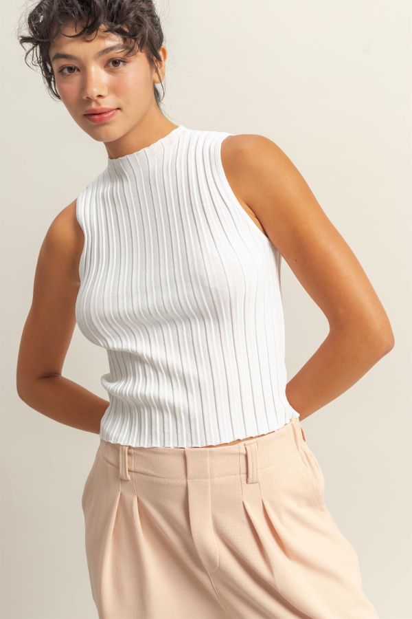 Jr Top - Sleeveless Knit White-hotRAGS.com