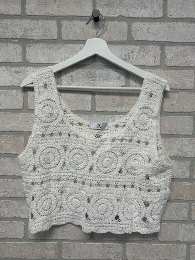 Jr Tank Top - Crochet White-hotRAGS.com