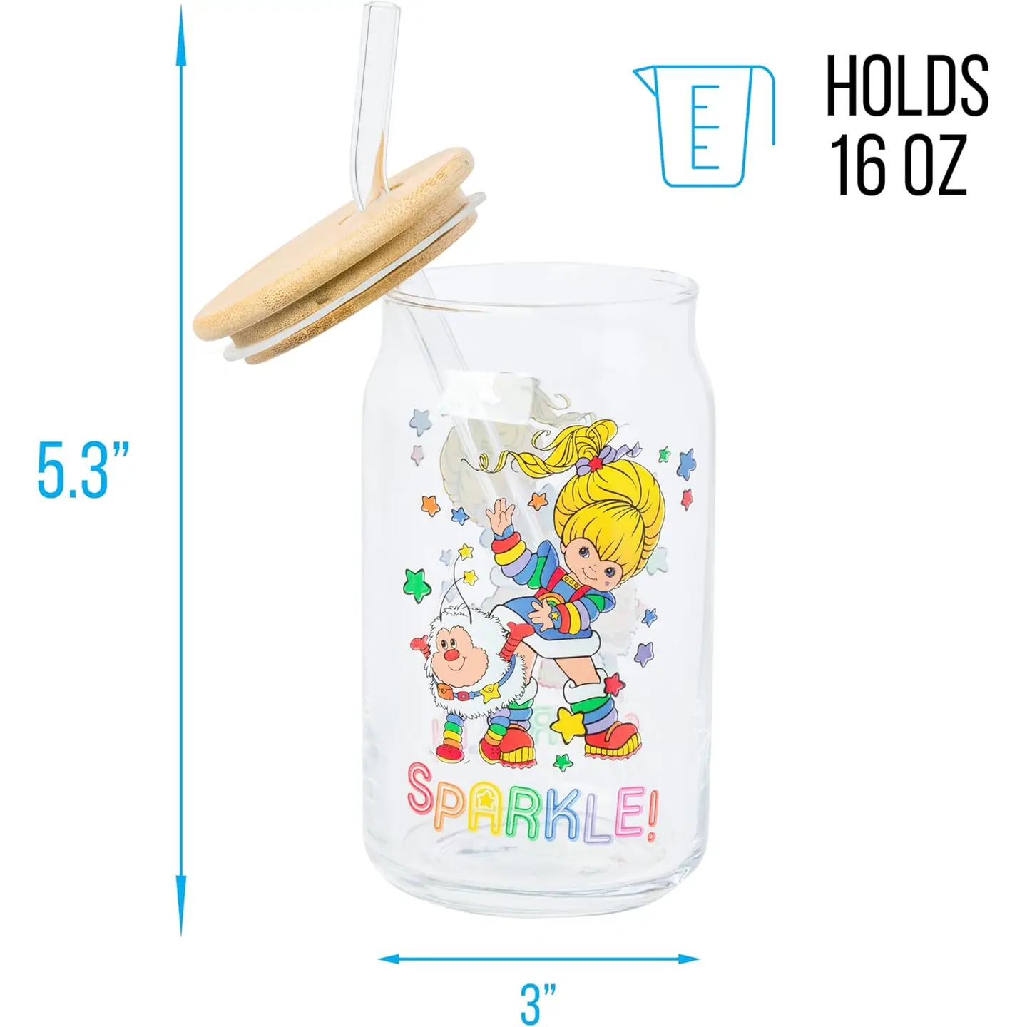 GLASS TUMBLER - RAINBOW BRITE - Sparkle - 16oz-hotRAGS.com