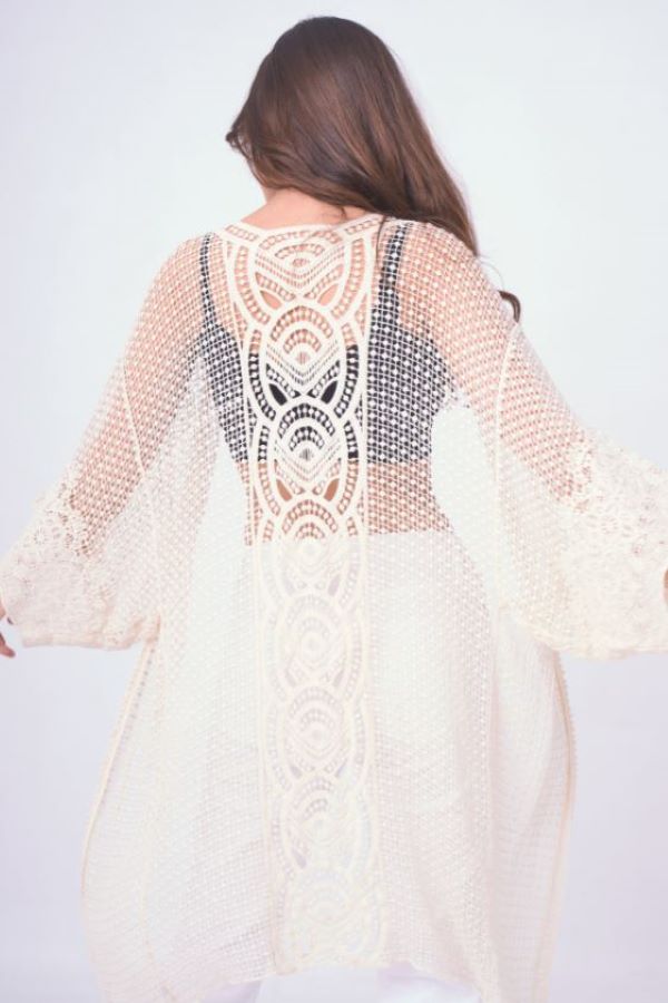 Kimono - Cardigan Crochet - Ivory - hotRAGS.com
