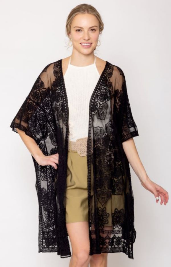 Kimono - Cardigan Mandala Lace - Black - hotRAGS.com