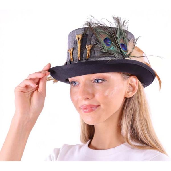 Hat - Skeleton Bones Feathers - hotRAGS.com