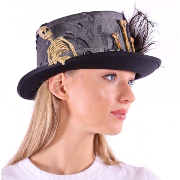 Hat - Skeleton Bones Feathers - hotRAGS.com
