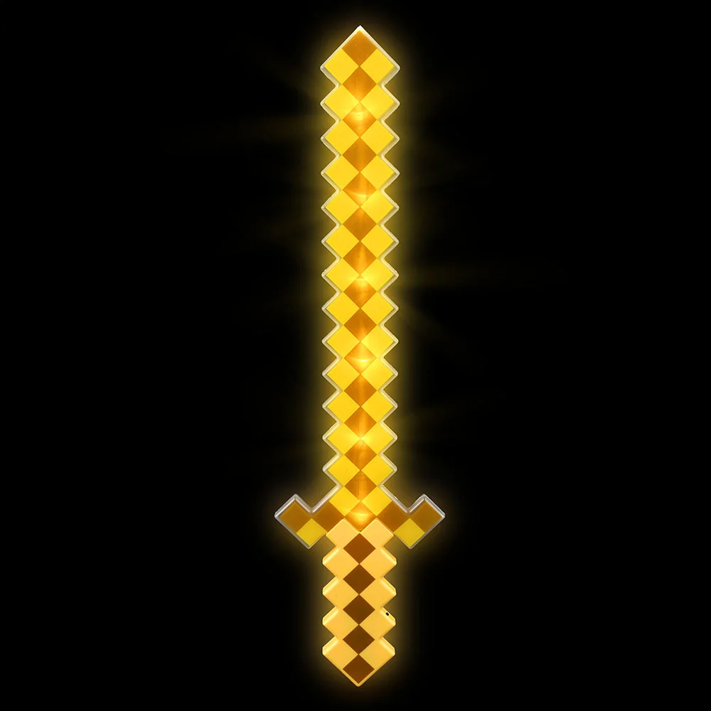 TOY - 24" Light-Up Gold Pixel Sword-hotRAGS.com