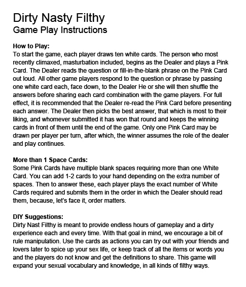 Game - Dirty Nasty Filthy Adult - hotRAGS.com
