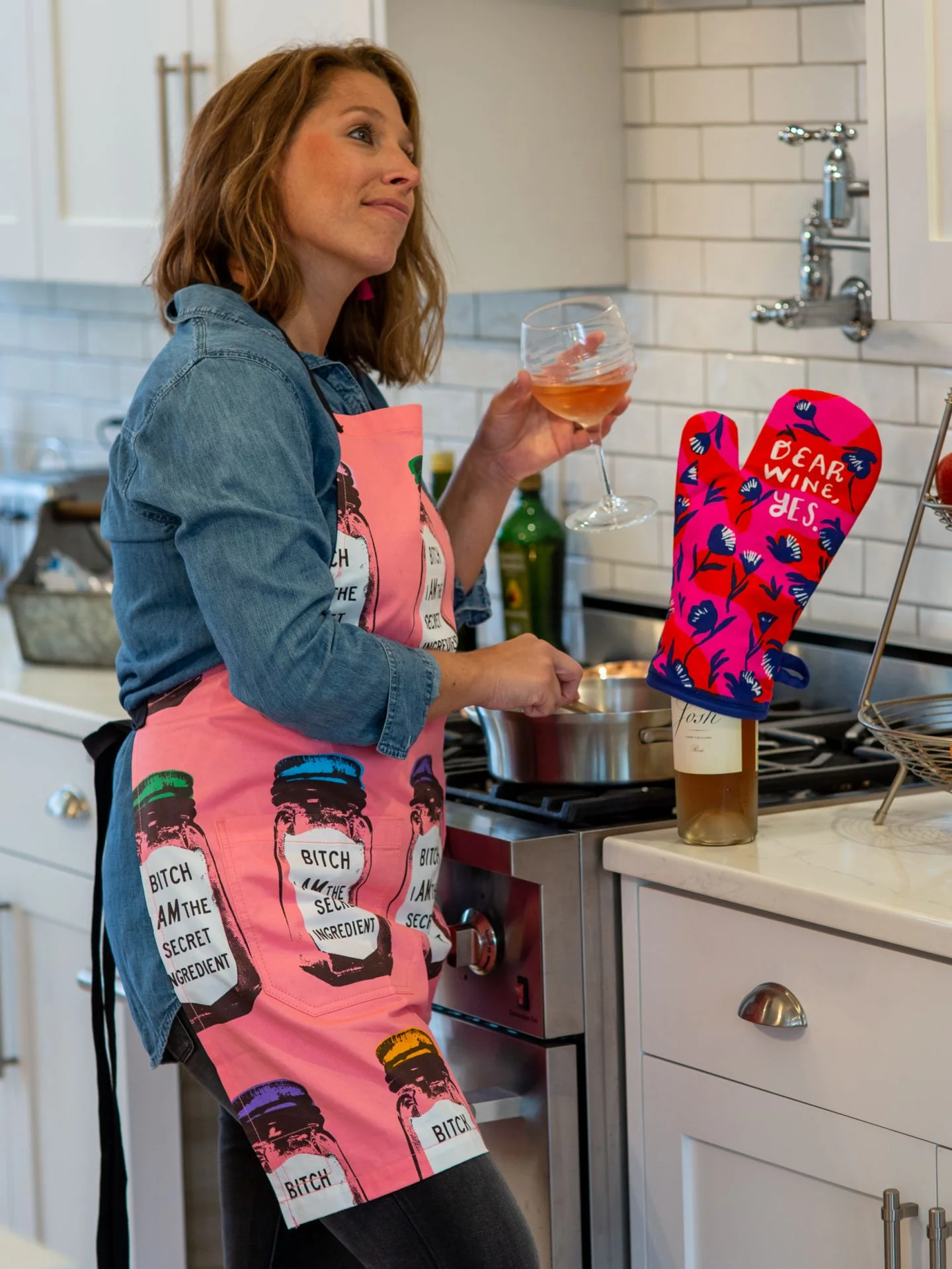 Kitchen Oven Mitt - Dear Wine Yes - hotRAGS.com