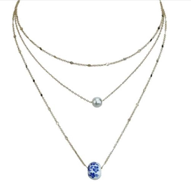 Necklace -blue Layered Bead - hotRAGS.com