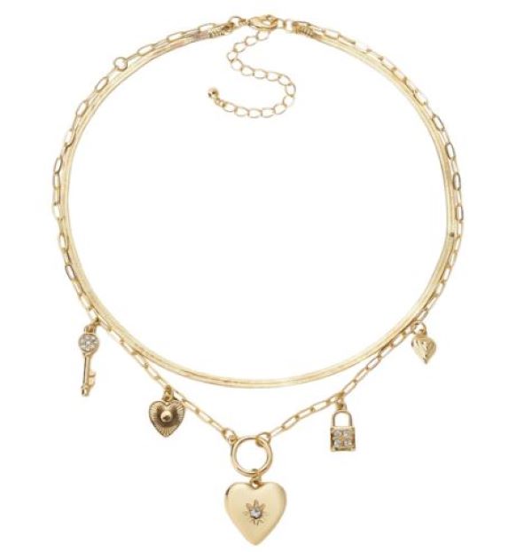 Necklace - Heart Charm Layered - Gold - hotRAGS.com