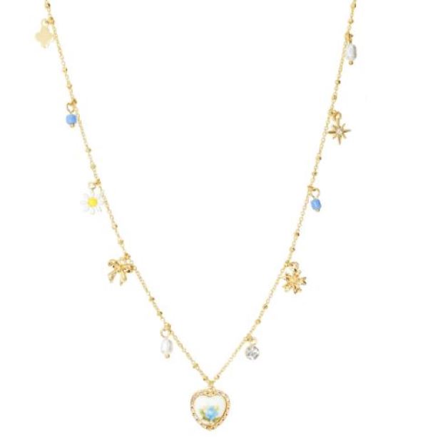 Necklace - Heart Floral Charm - Gold - hotRAGS.com