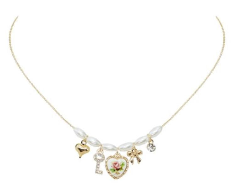Necklace - Heart Multi Charm - Gold - hotRAGS.com