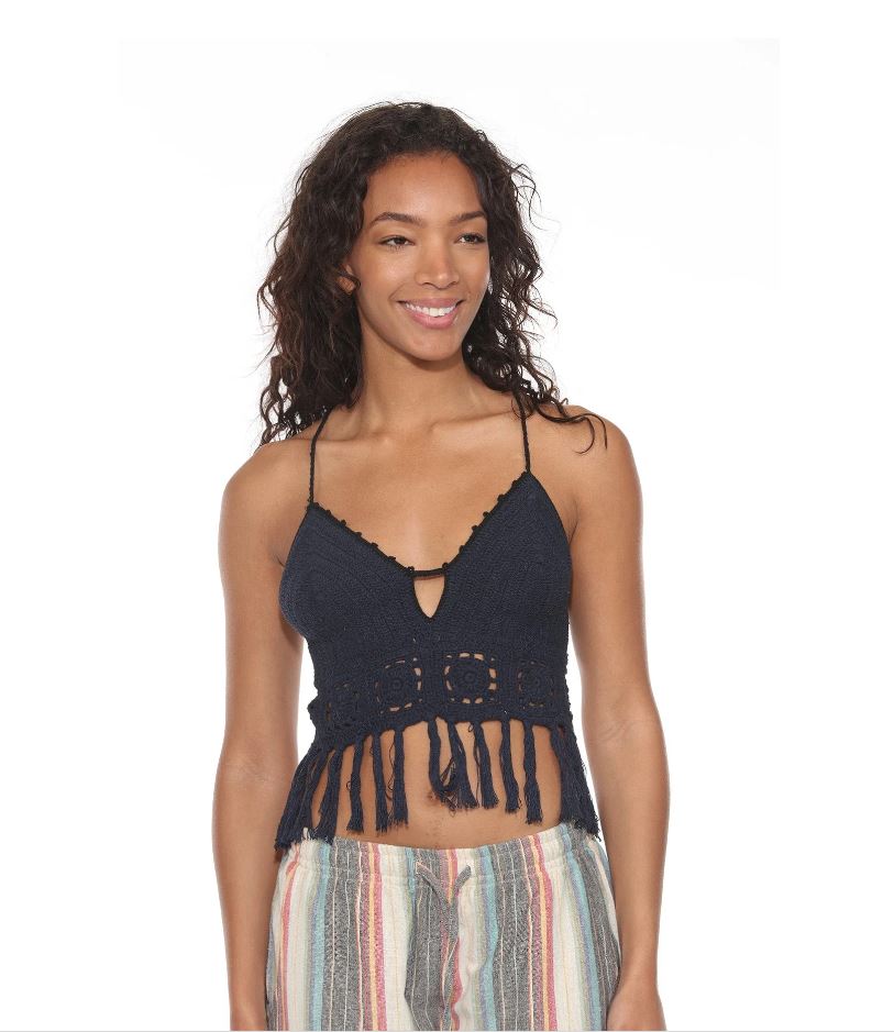 Top - Crochet Mandala Fringe - Navy - hotRAGS.com