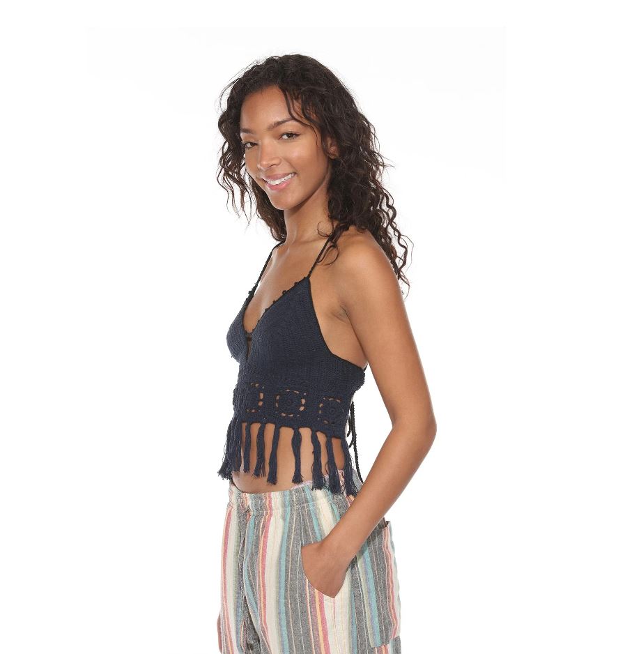 Top - Crochet Mandala Fringe - Navy - hotRAGS.com