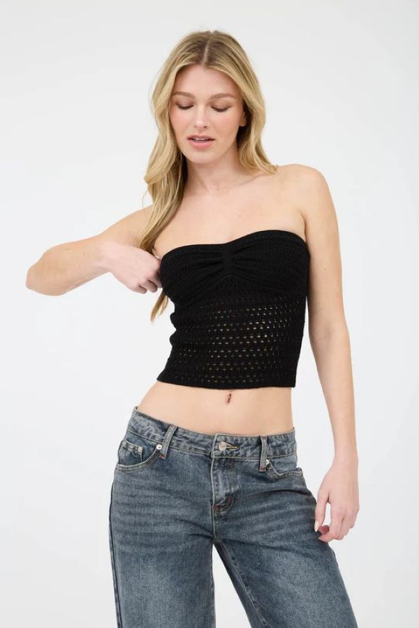Tube Top - Crochet Knit - Black - hotRAGS.com