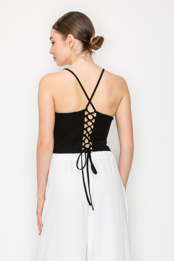 Jr Tank Top - Lace Up Corset - Black - hotRAGS.com