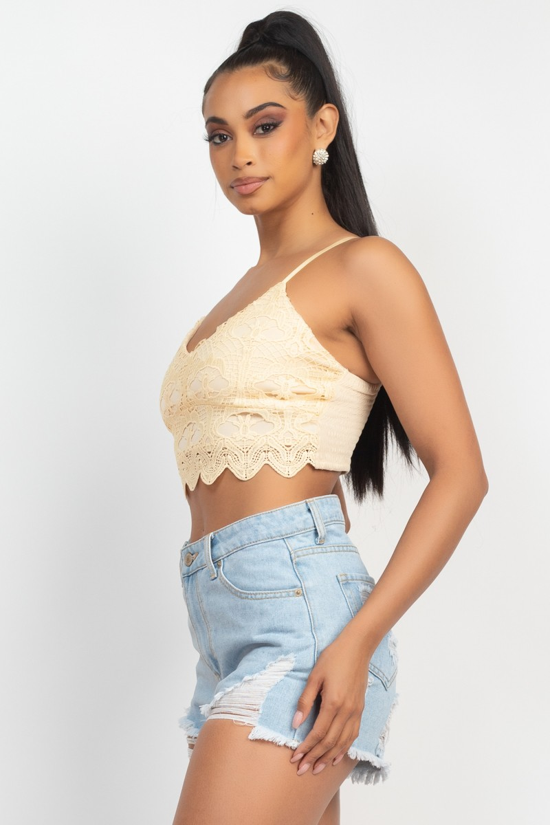Jr Tank Top - Scalloped Hem Lace - Yellow - hotRAGS.com
