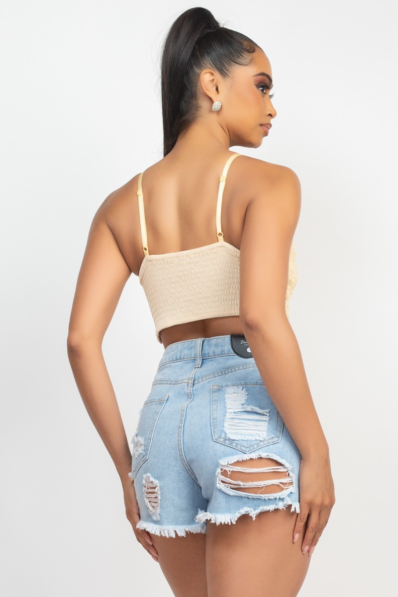 Jr Tank Top - Scalloped Hem Lace - Yellow - hotRAGS.com