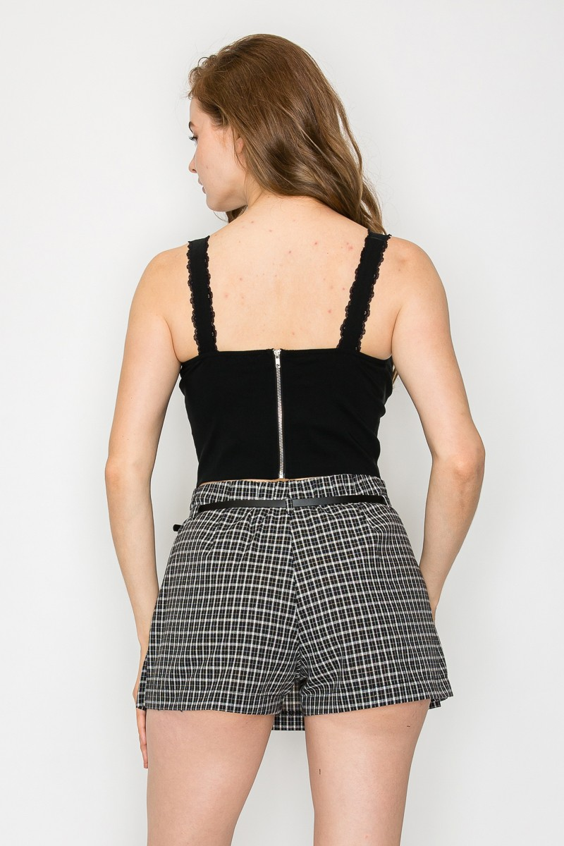 Jr Tank Top - Lace Trim Corset - Black - hotRAGS.com