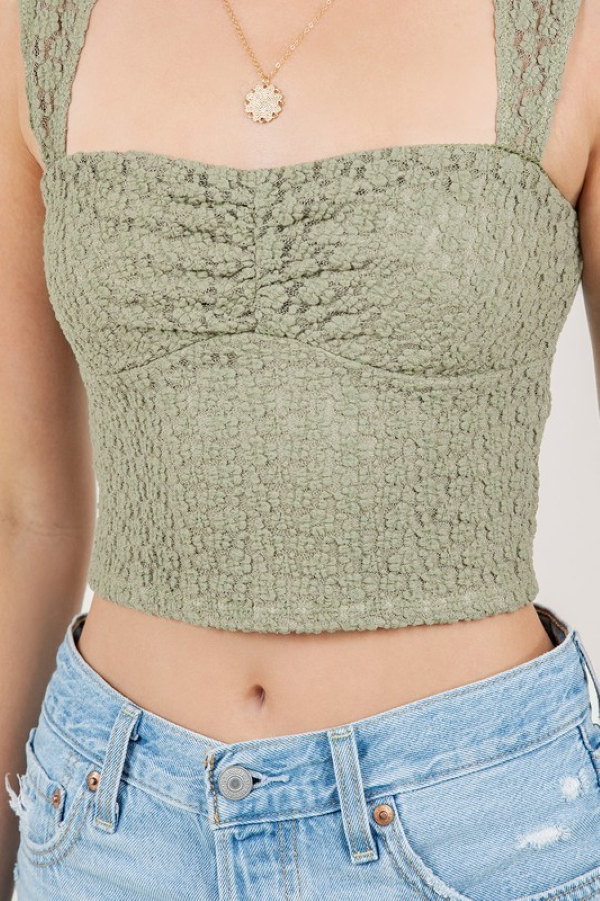Jr Lace Crop Top - Open Back Sage - hotRAGS.com
