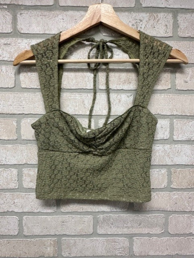 Jr Lace Crop Top - Open Back Sage - hotRAGS.com