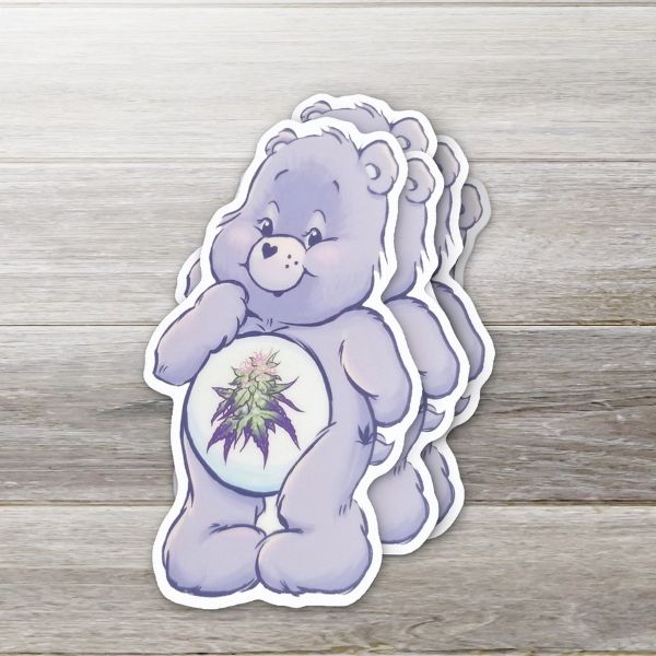 Sticker - Care Bear Weed Purple - hotRAGS.com