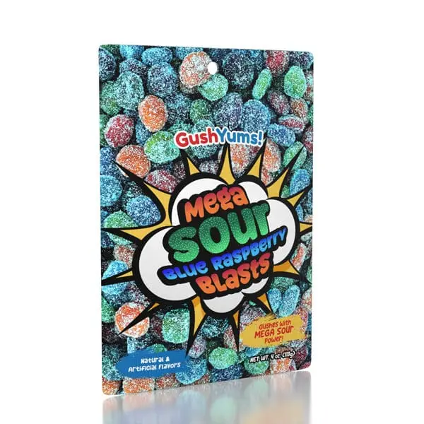 Candy - Gushyums Mega Sour Blue Raspberry Blasts - hotRAGS.com