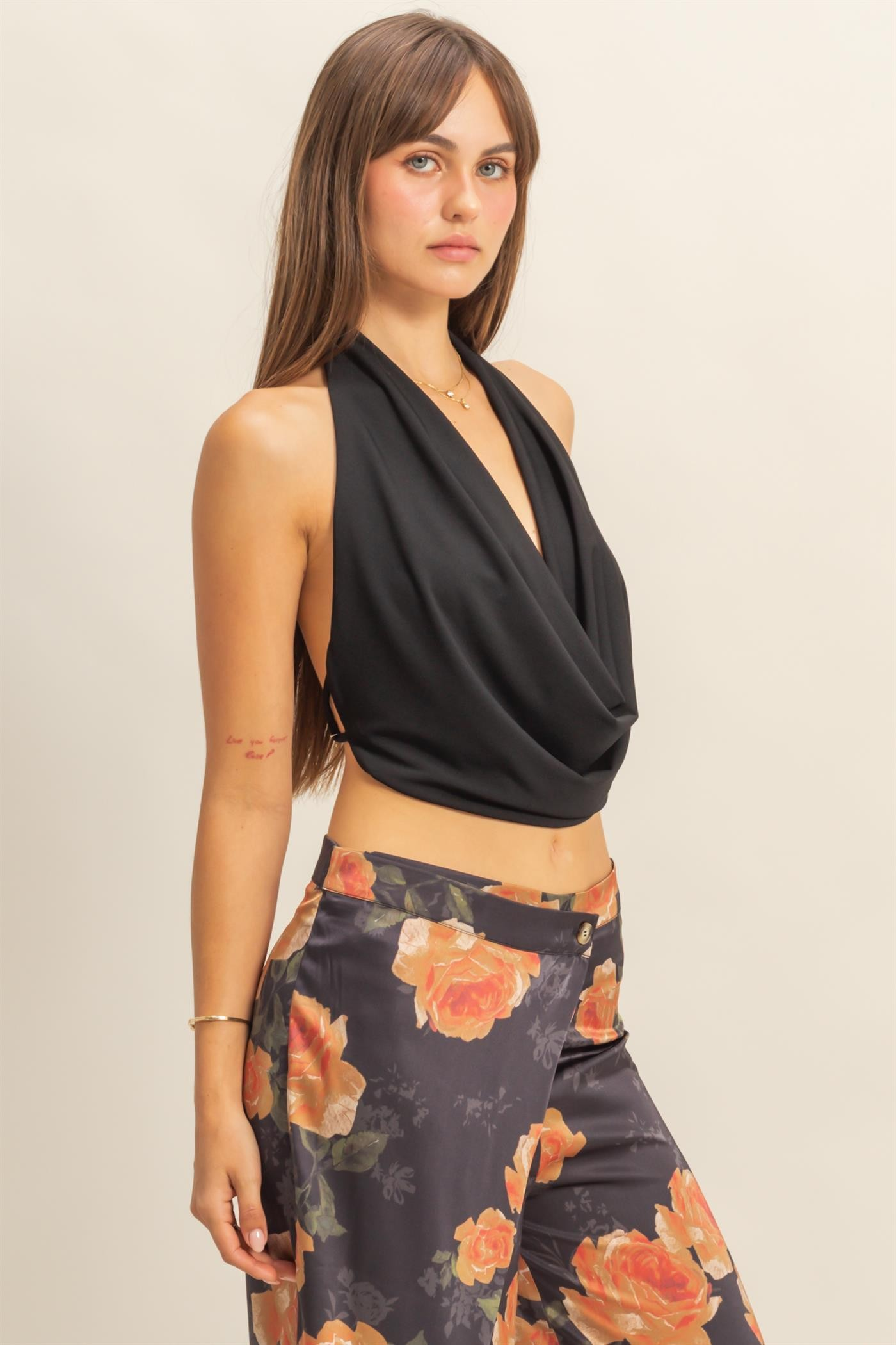 Top - Halter Slouch Neck - Black - hotRAGS.com