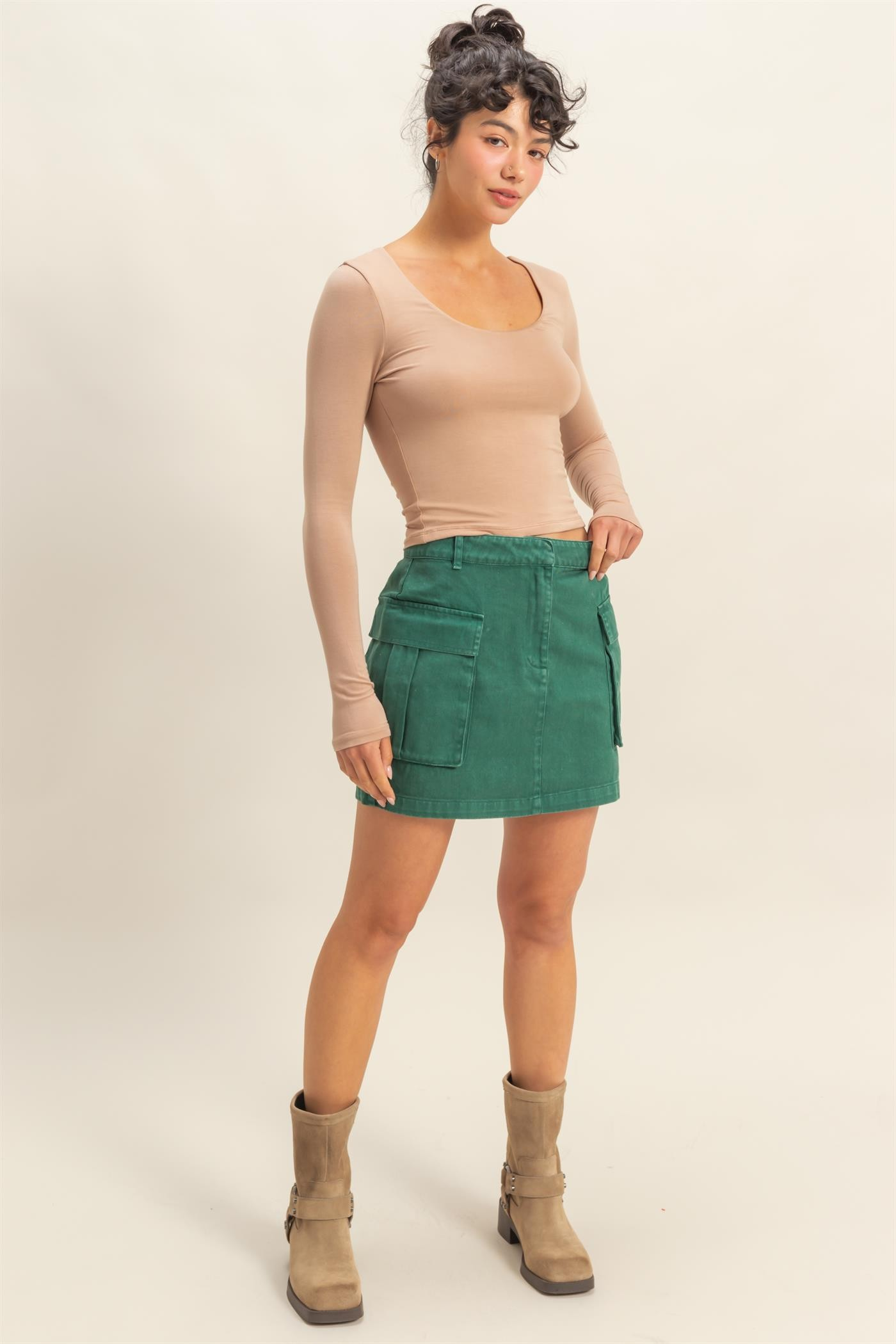 Skirt - Mini With Side Pockets - Green - hotRAGS.com