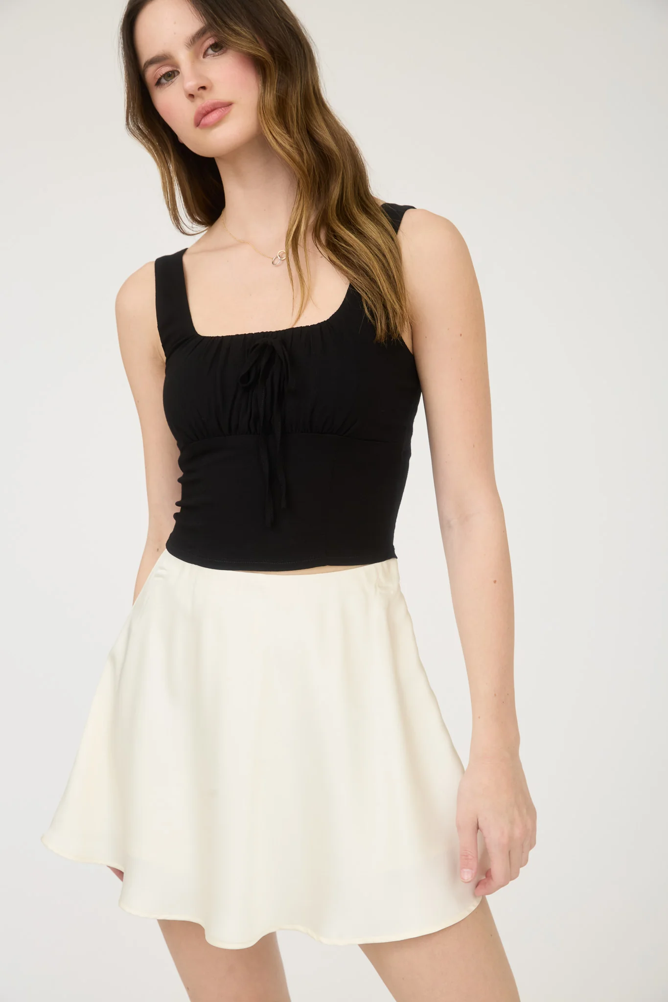 Tank Top - Scoop Neck Ruched - Black - hotRAGS.com
