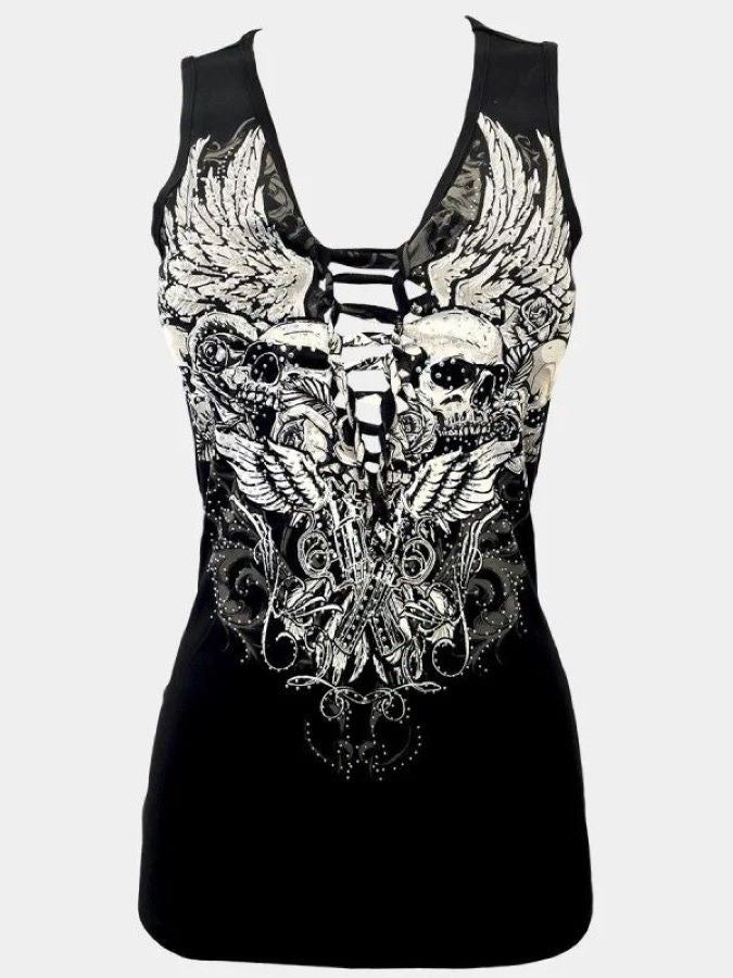 Jr Tank Top - Wings Guns Skulls - hotRAGS.com