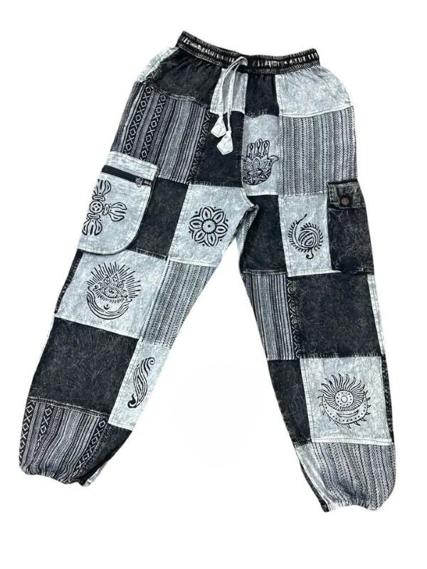 Pant - Cotton Black White Patch - hotRAGS.com