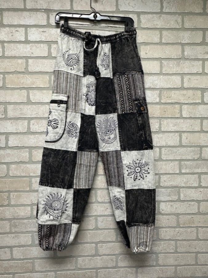 Pant - Cotton Black White Patch - hotRAGS.com