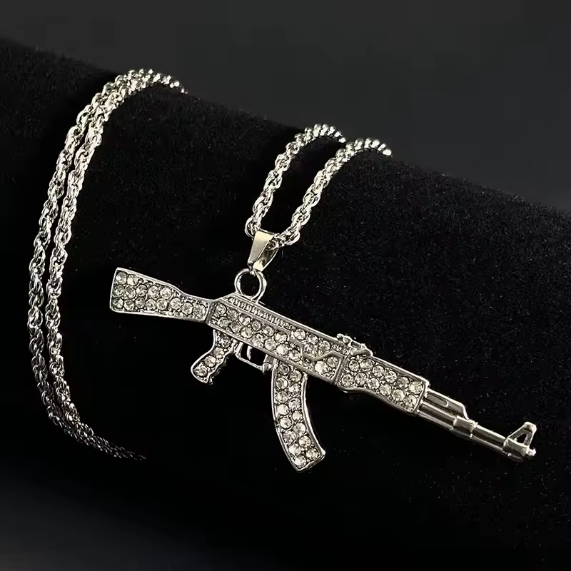 Necklace - Rifle Pendant - Silver - hotRAGS.com