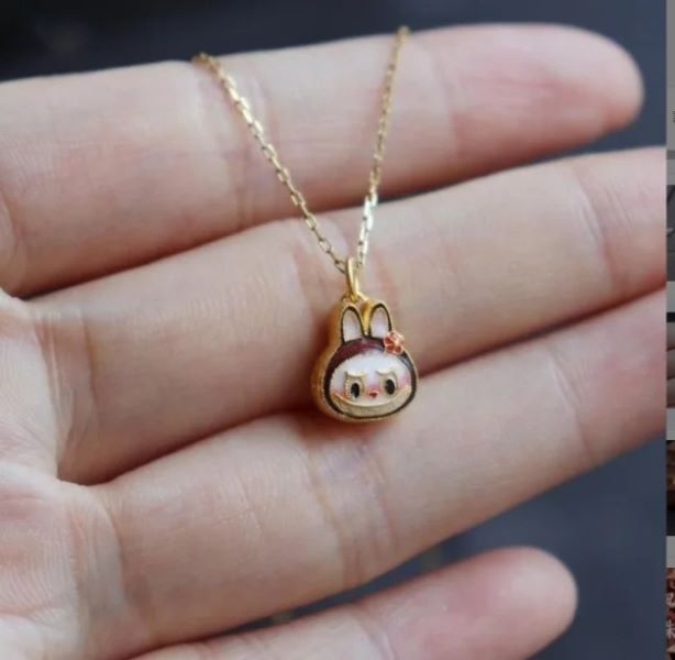 Necklace - Labubu Head - Gold - hotRAGS.com