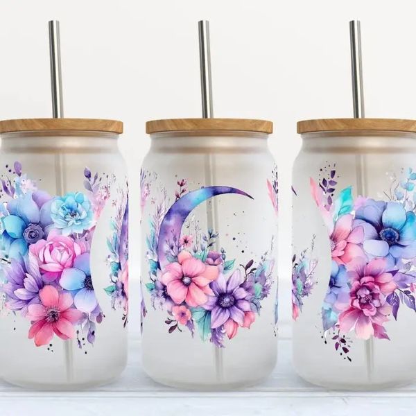 Glass Tumbler Moon Purple 16Oz